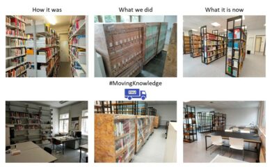 Zusammenstelllung von 6 Fotos zum Umzug des Instituts